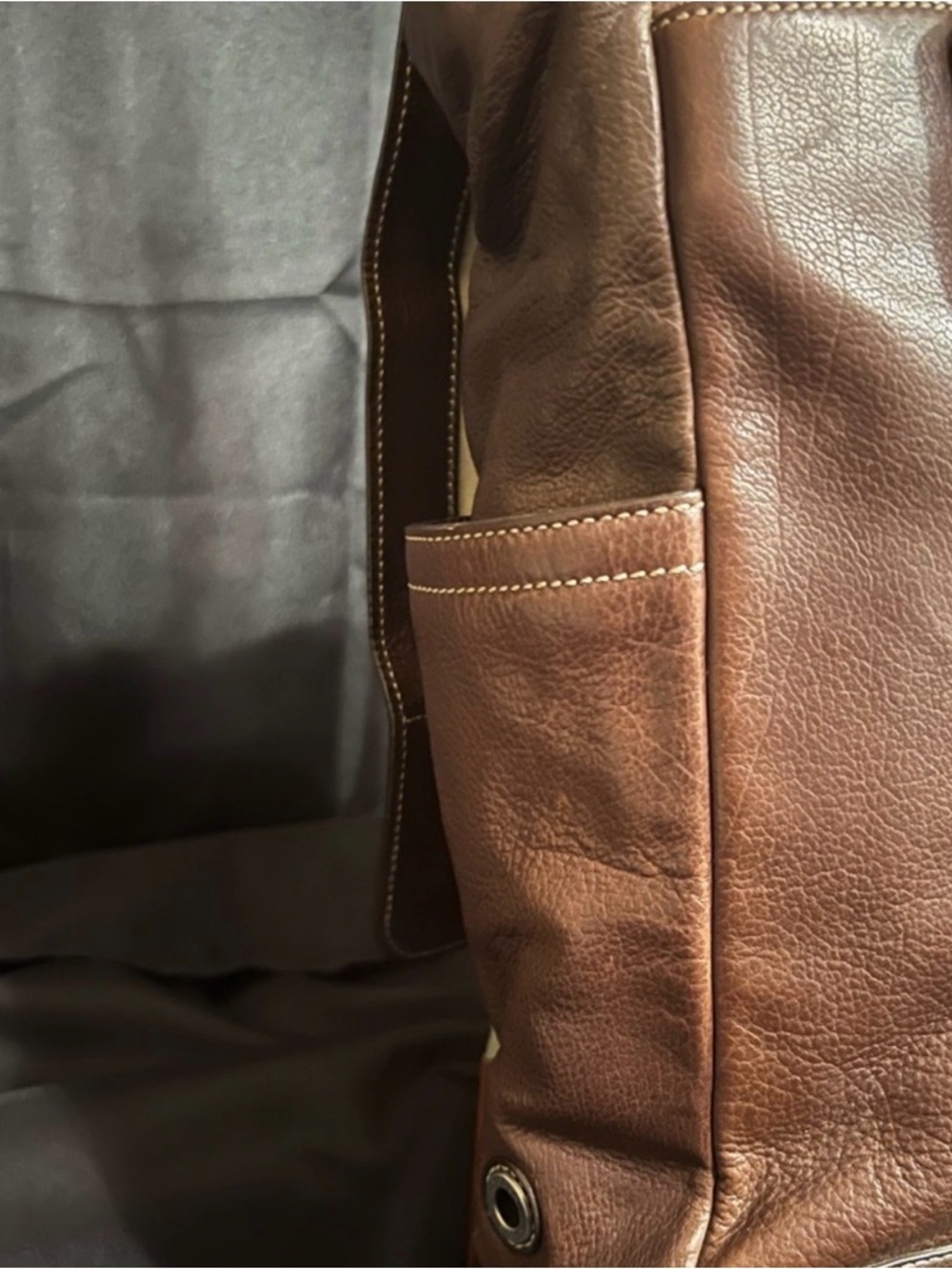Coach Brown Leather Messenger Bag with Canvas Strap - Picture 8 of 16